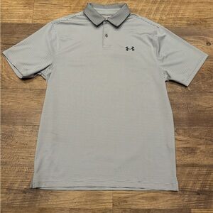 Under Armour Men's Golf Polo Shirt in Gray and White Stripes